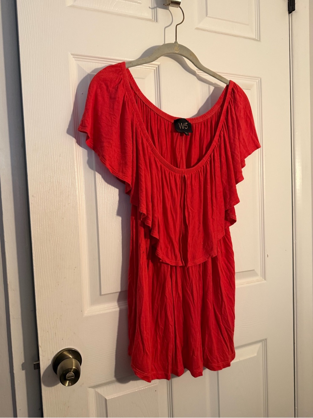 W5 Coral Ruffle Scoop Neck Blouse